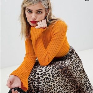 NWT ASOS Ribbed Bell Sleeve Turtleneck